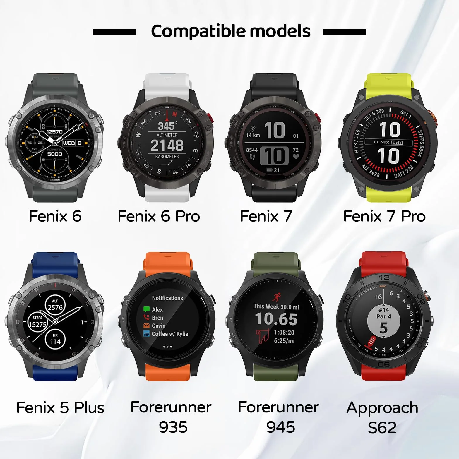 Correa de reloj Garmin Fenix 6 Pro 7 5 Forerunner 965 955 945 935, Banda de silicona QuickFit 22mm