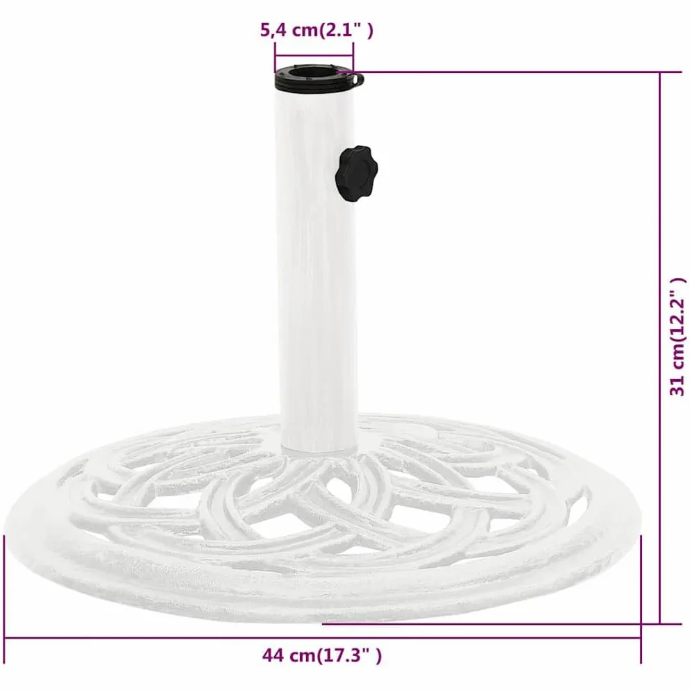vidaXL Base de Sombrilla, Soporte de Parasol, Pie de Sombrilla, Base para Jardín Patio Terraza Piscina Playa, Hierro Fundido Blanco 44X44X31 cm