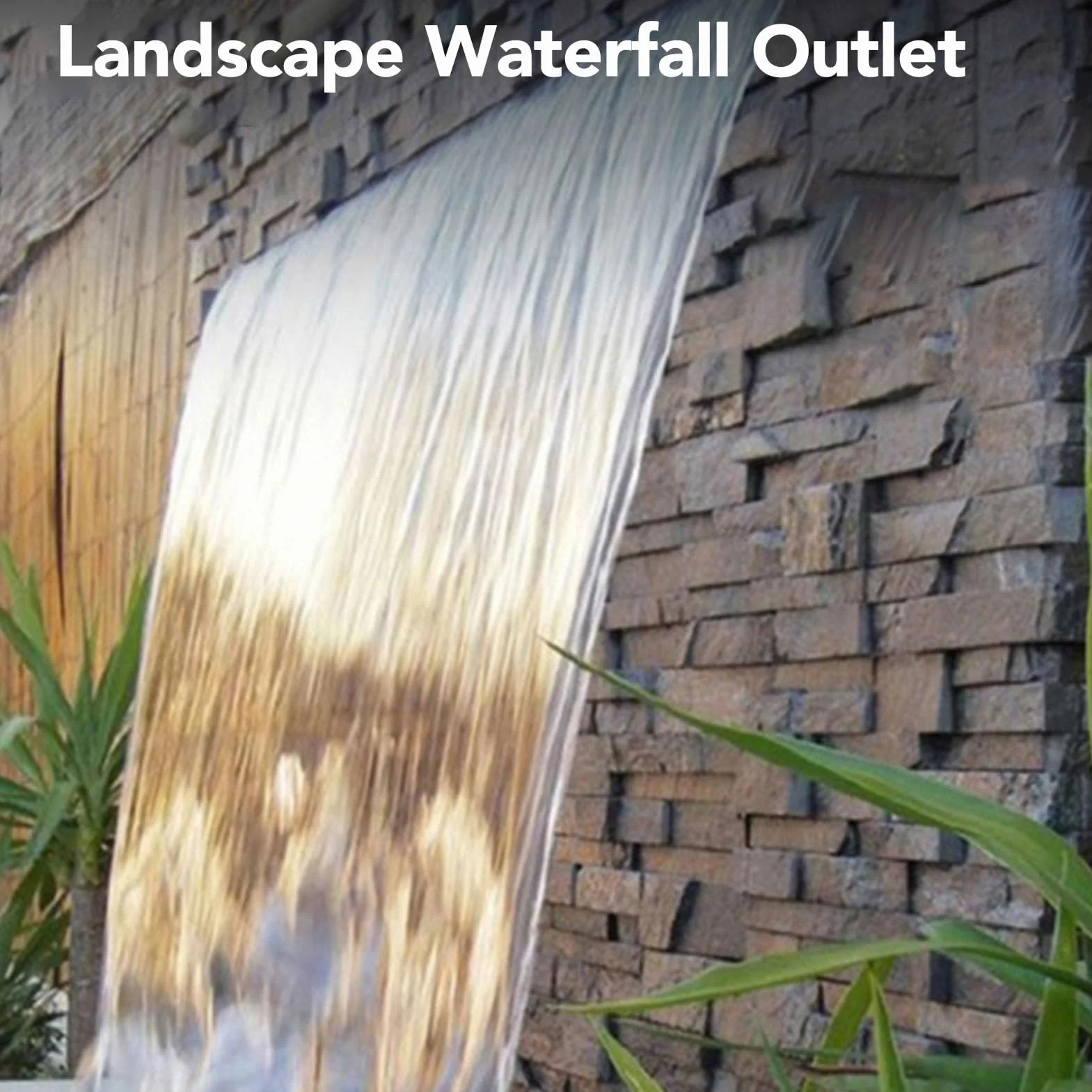 Caño de Cascada de Acero Inoxidable 304, Fuente de Piscina con Diseño de Apertura Superior Ancha y Fácil Instalación, Decoraciones de Jardín Al Aire Libre (500MM)