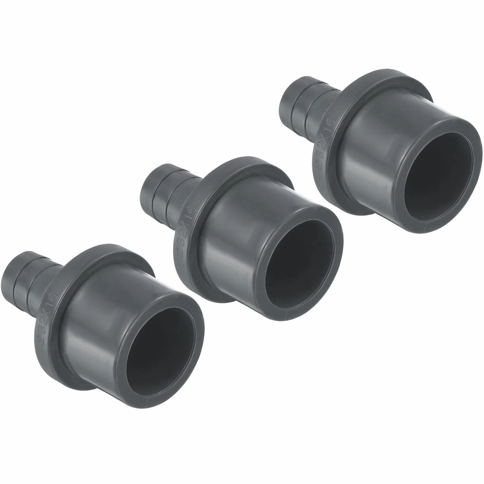 PATIKIL UPVC Reductor Tubo Montaje 32mm OD 16mm Púas, 3 Paquetes Rectos Acoplamientos Adaptador Conector, Gris