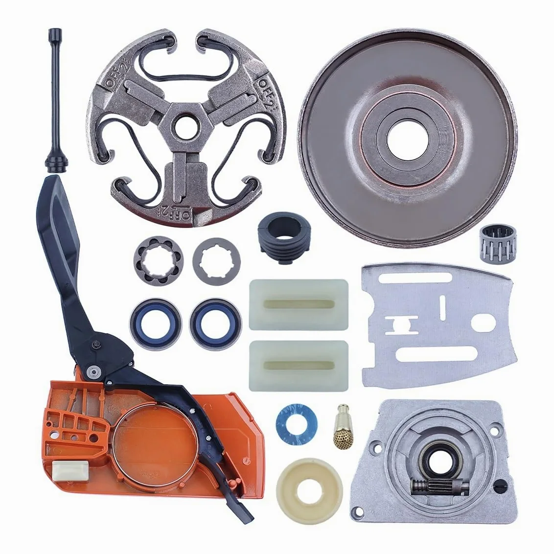 Kit de reparación for Motosierra (Incluye Tapa Embrague, Cadena, Freno, manivela, Tambor, Aceite, piñón y llanta). Compatible con motosierras 61, 66, 266, 268, 272 272XP