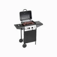 Barbacoa de gas con roca volcánica
