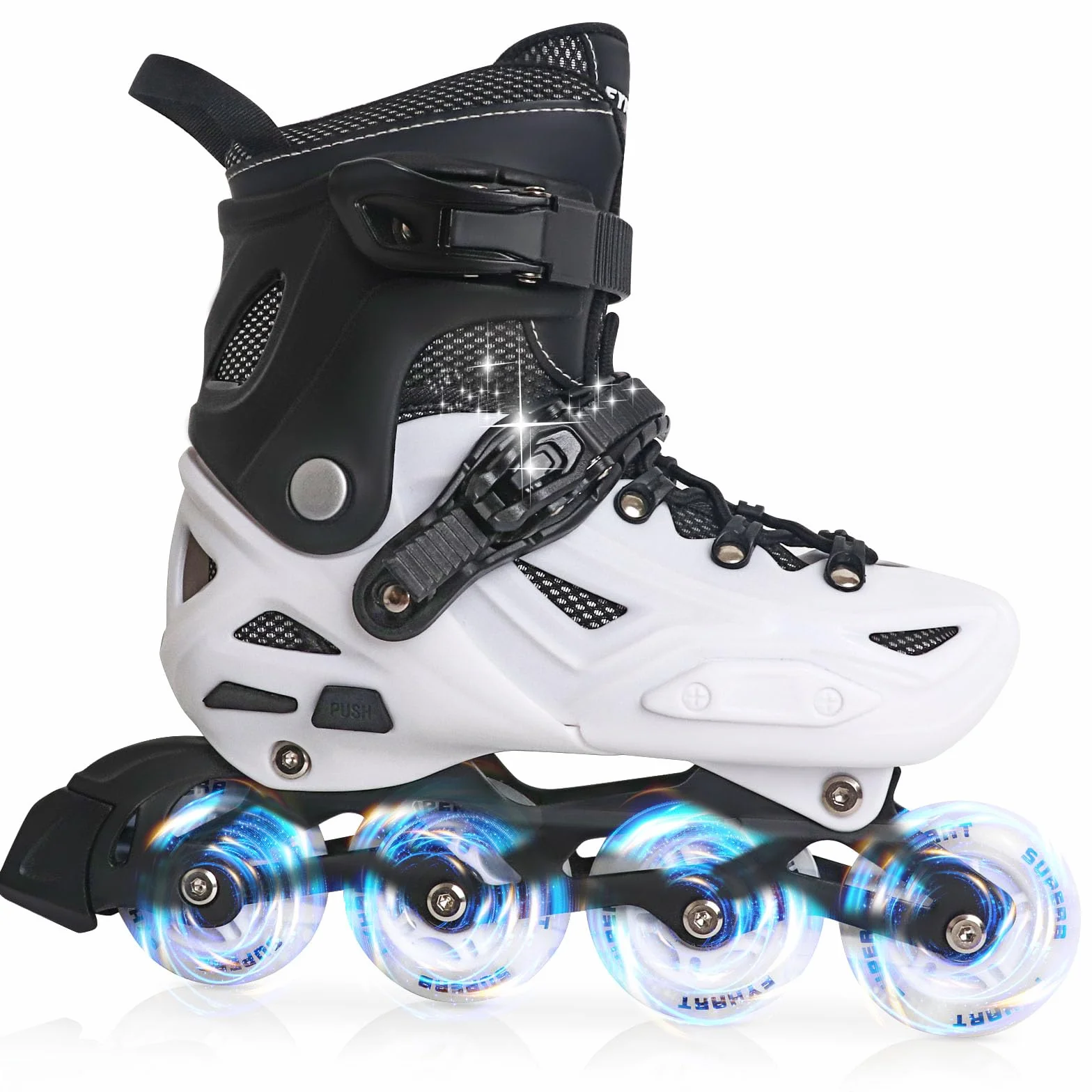 Patines en Línea para Niños y Adultos, 4 Tamaños Ajustables, 4 Ruedas, Uso Interior y Exterior (EU 32-35)