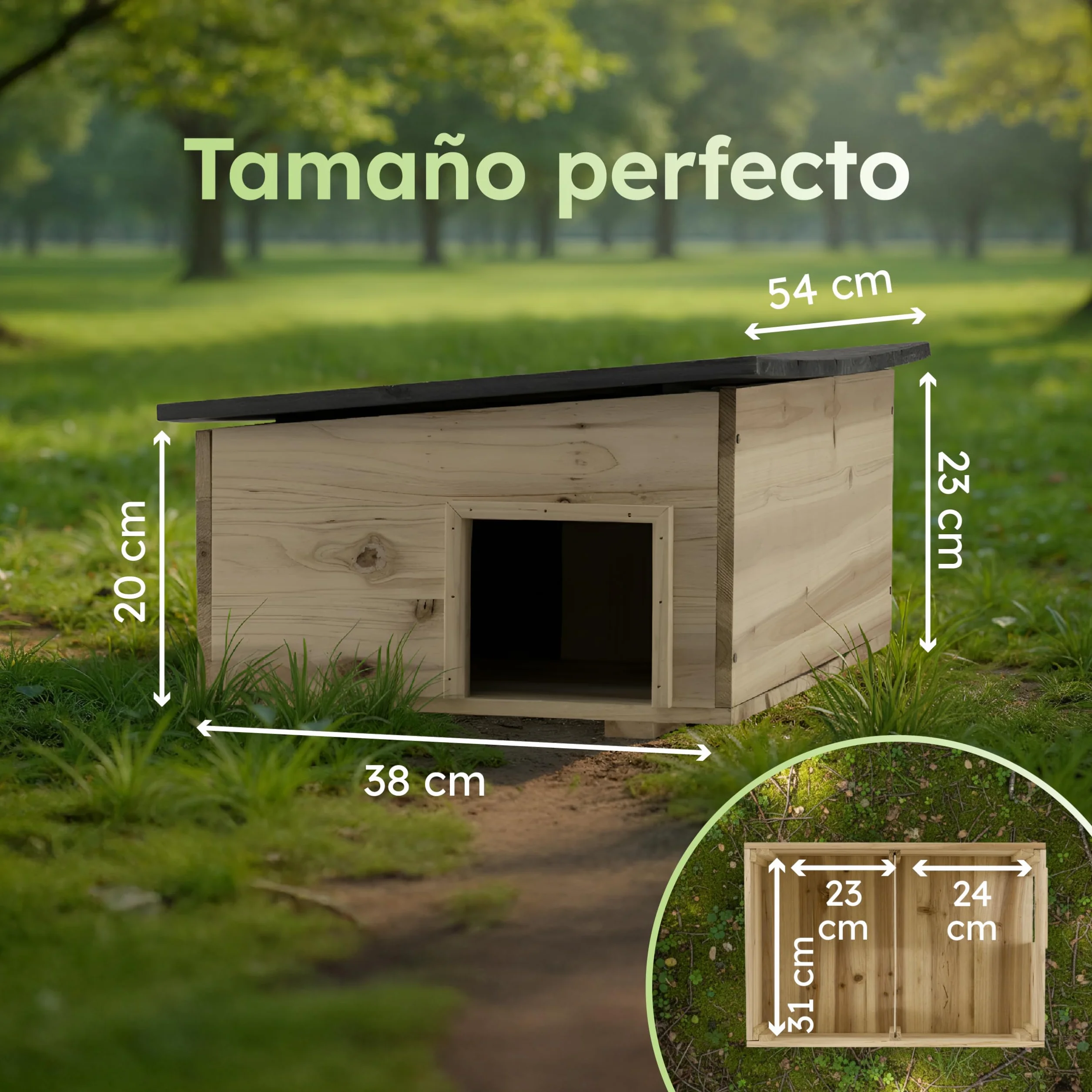 Moorland Casa de hibernación para erizos – Refugio Invierno FSC 54×38 cm con Base, Entrada laberíntica ventilada, Techo extraíble, Resistente al Clima para Uso en jardín