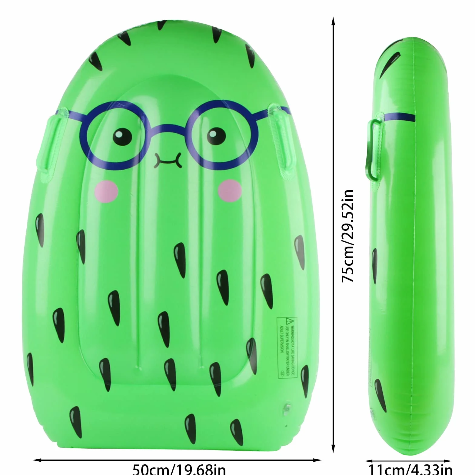 FainFun Bodyboard Inflable 75x50 cm Tabla Surf Niños Playa Hinchable Kiwi