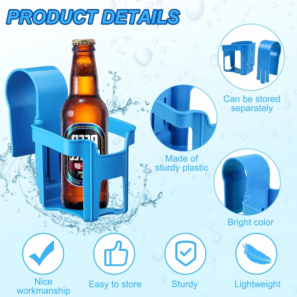 4 Piezas Portavasos de Piscina, Portavasos Colgantes para Piscina, Soporte para Bebidas Piscinas, Portavasoss Junto a la Piscinas Desmontable, Accesorios Piscin-a Portavasoss Colgante para Verano