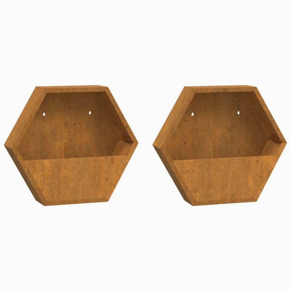 vidaXL Jardineras de Pared 2 uds Acero corten Oxidado 46x10x40 cm, Jardinera de Pared para Exteriores, Jardinera montada en la Pared, Maceta de Pared