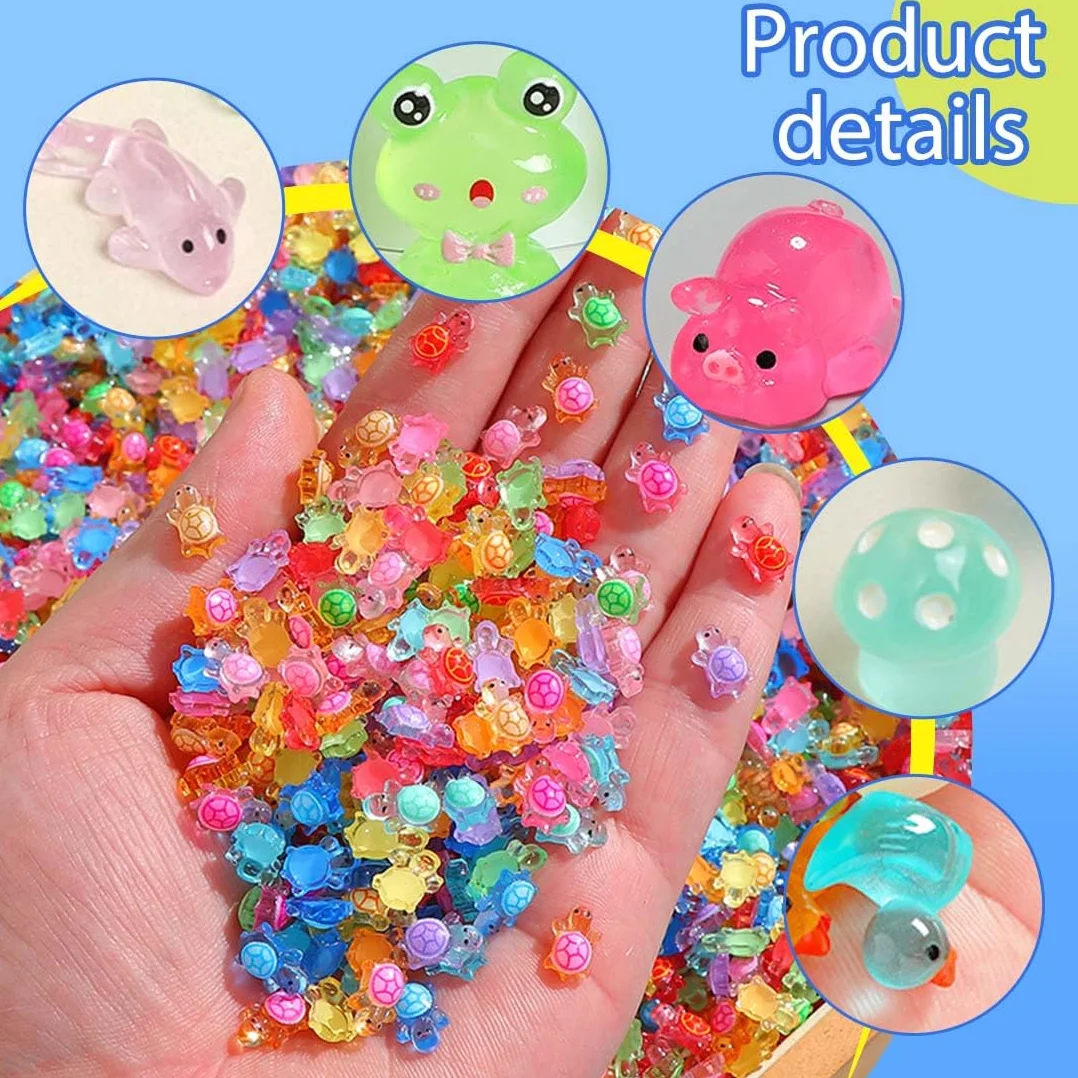 100 piezas de animales pequeños de resina, mini animales de resina que brillan en la oscuridad, para jardín, paisaje, casa de muñecas, adorno DIY, cumpleaños