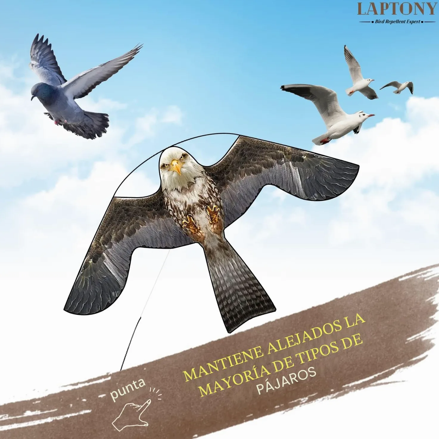 espantapájaros Cometa voladora Cultivos Protector de Aves halcón Cometa voladora para el jardín y la Granja Cometa con Poste telescópico de 4 m