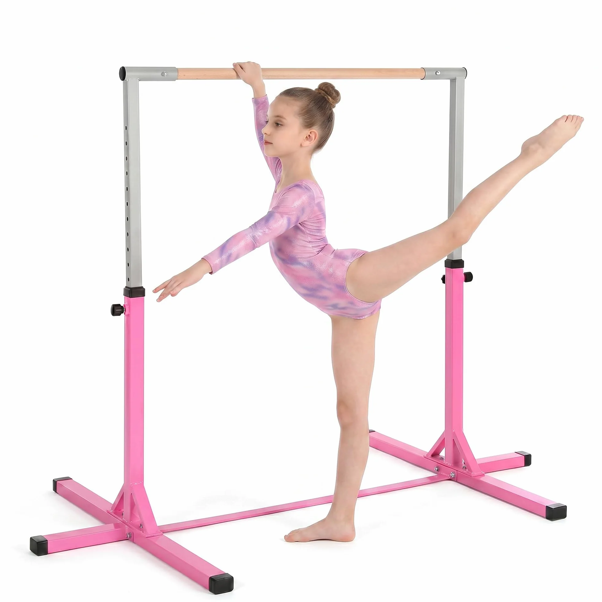 HOMCOM Barra de Gimnasia para Niños Altura Ajustable 92-150 cm Carga 75 kg 194x121x150 cm