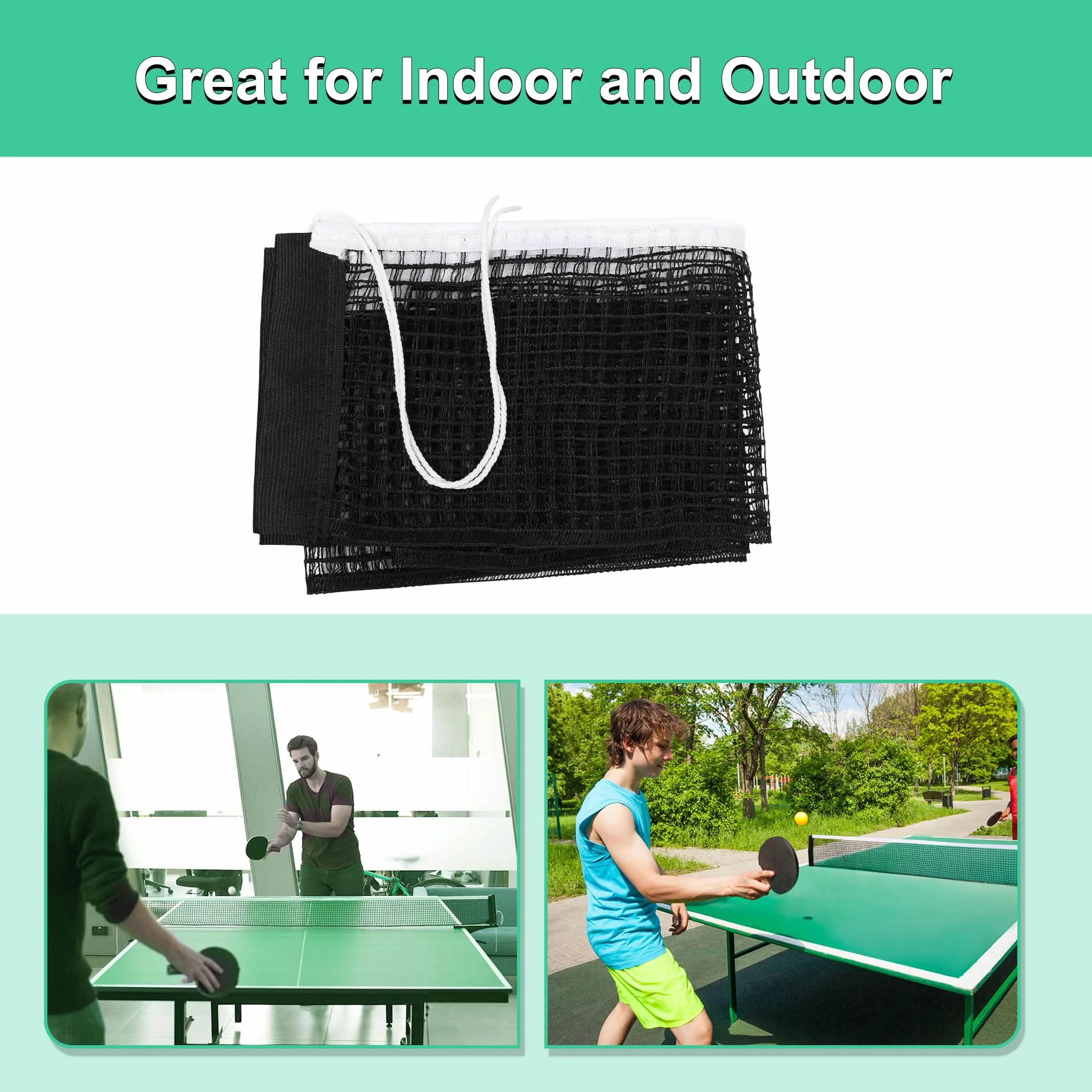 Red de Tenis de Mesa de Nailon, 1,75 m, Negro