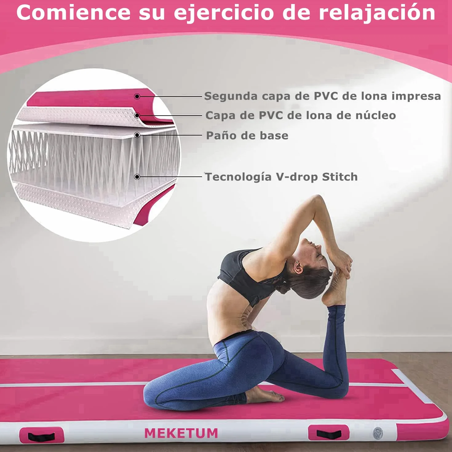 Colchoneta Hinchable Gimnasia Rítmica 2-6m 10/20cm Gruesa con Bomba Fitness Yoga