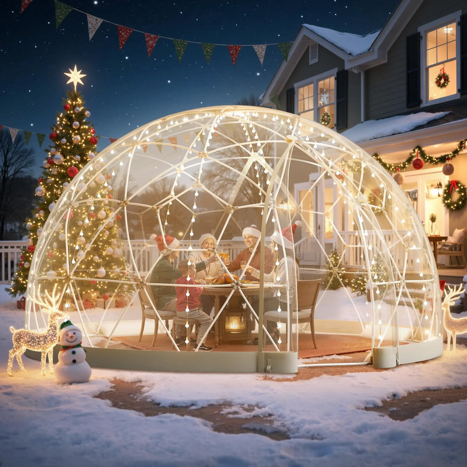 VEVOR Tienda de Campaña con Cúpula de Burbujas, 290 x 175 cm Tienda de Campaña Transparente de PVC para 2-4 Personas con Ventana para Exterior, Camping, Patio, Jardín, Fiesta, Cumpleaños, Boda