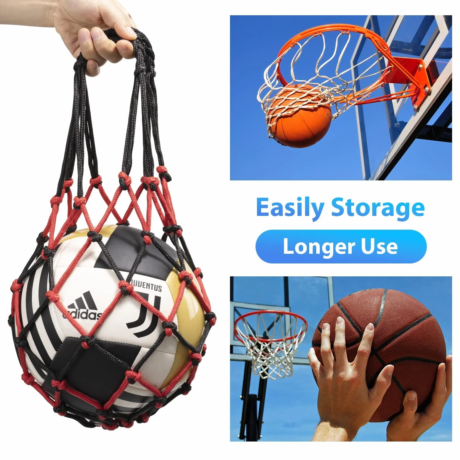 DoGeek Net Bolsas Balones Negro para Baloncesto Voleibol Fútbol