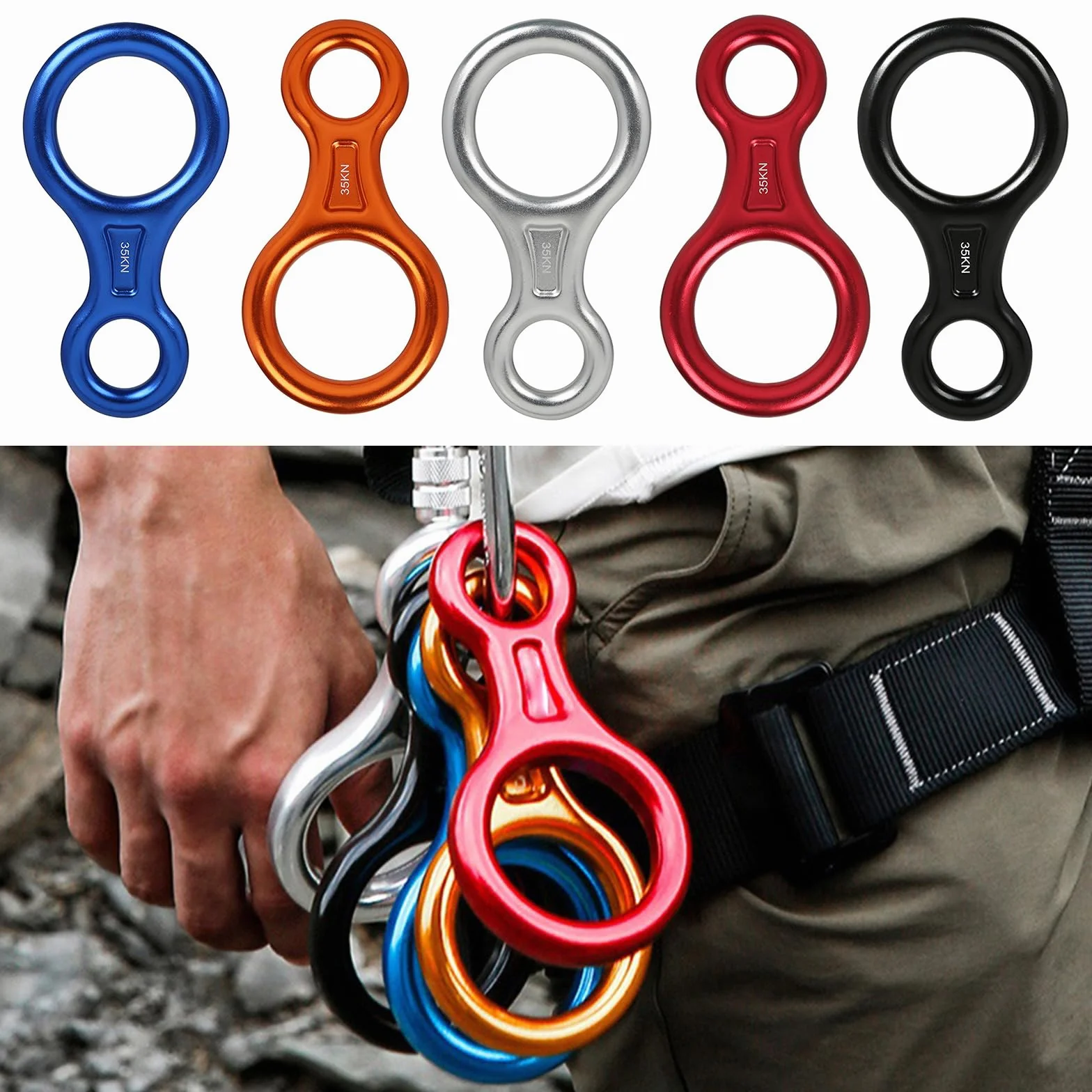 Descensor Figura 8 35 KN seguridad para escalada montañismo