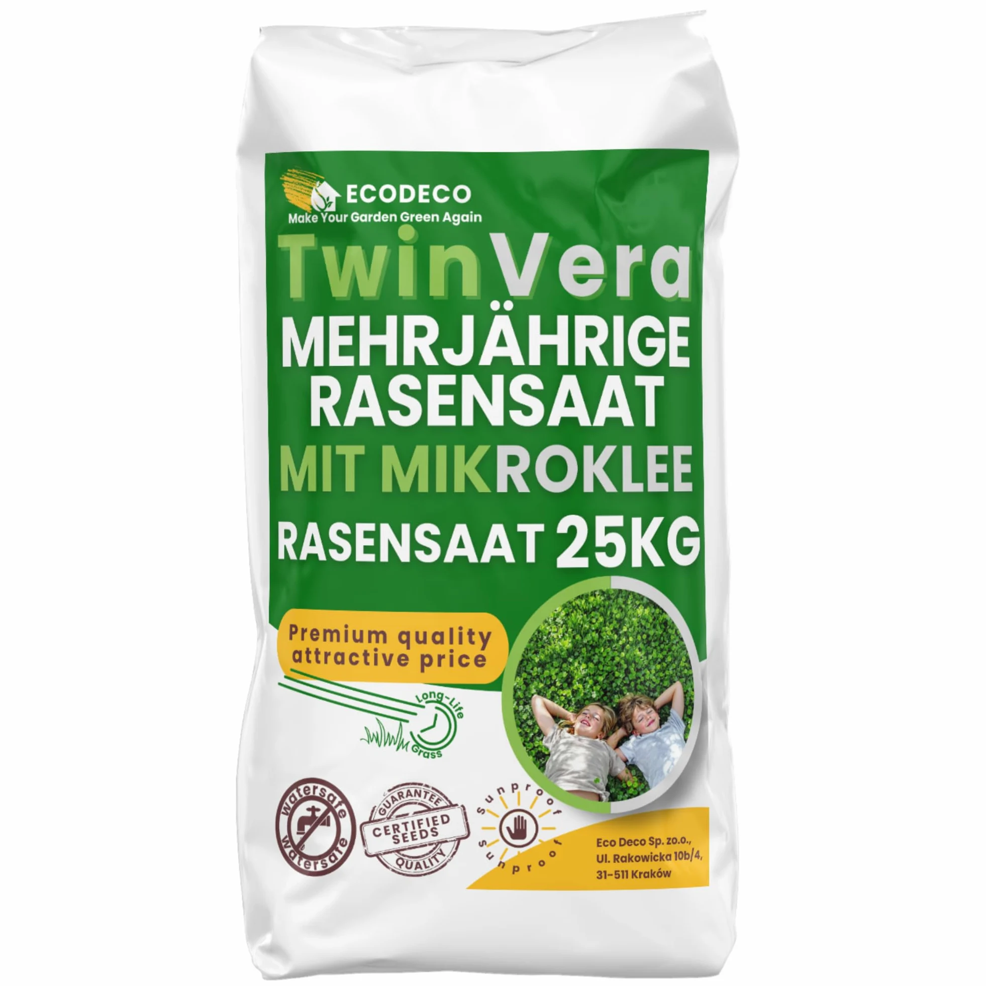 Semillas Cesped Resistente con Trebol Enano 25kg 1000m² Mezcla Crecimiento Rapido Cesped Natural Jardin Sombra Sol