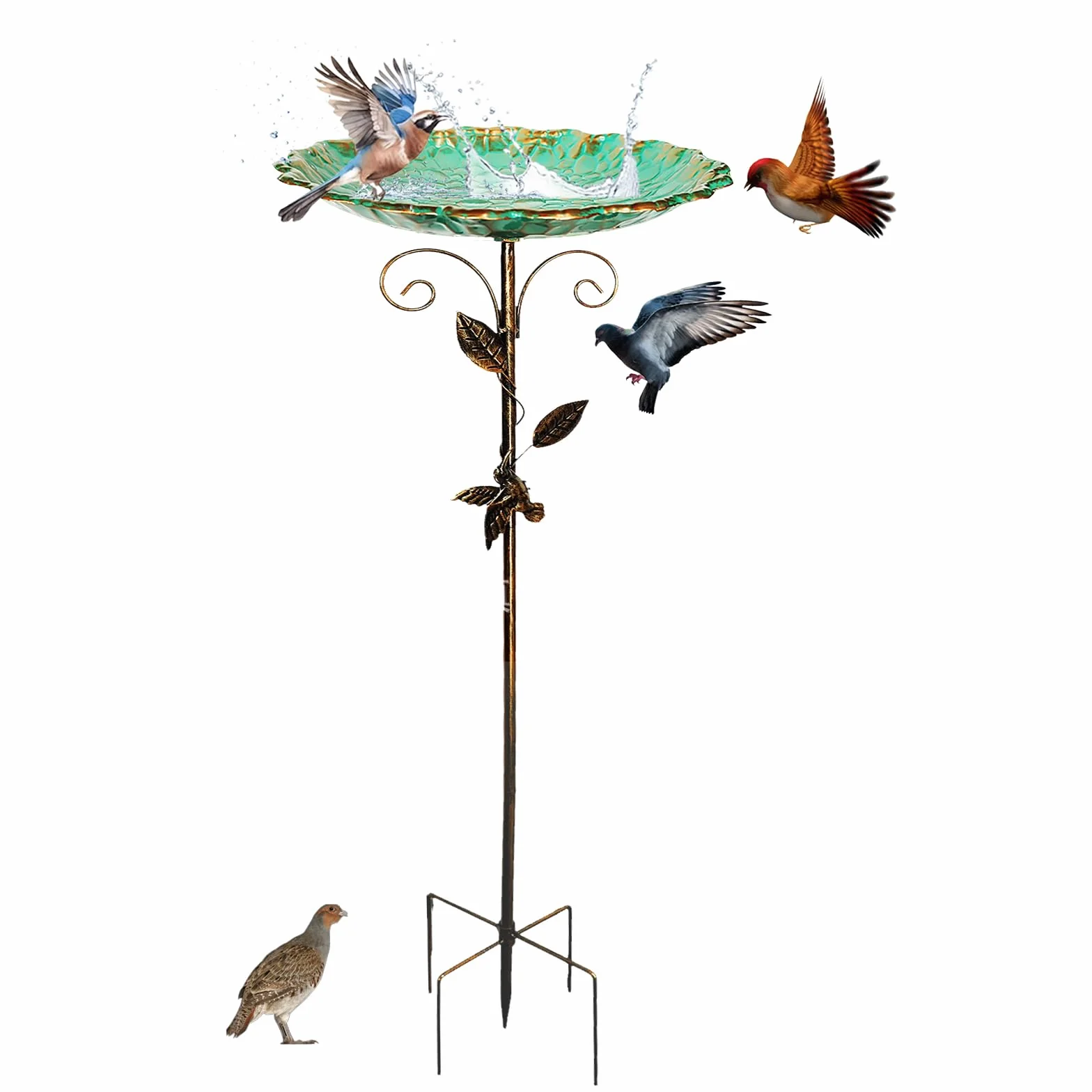 Pajaros Exterior De Gran Tamaño, Con Una Base Robusta De Cinco Patas, Bebedero Para Pájaros De Estilo Retro De Metal De 78 Cm, Resistente Al Frío, Bebedero Vertical Para Jardín