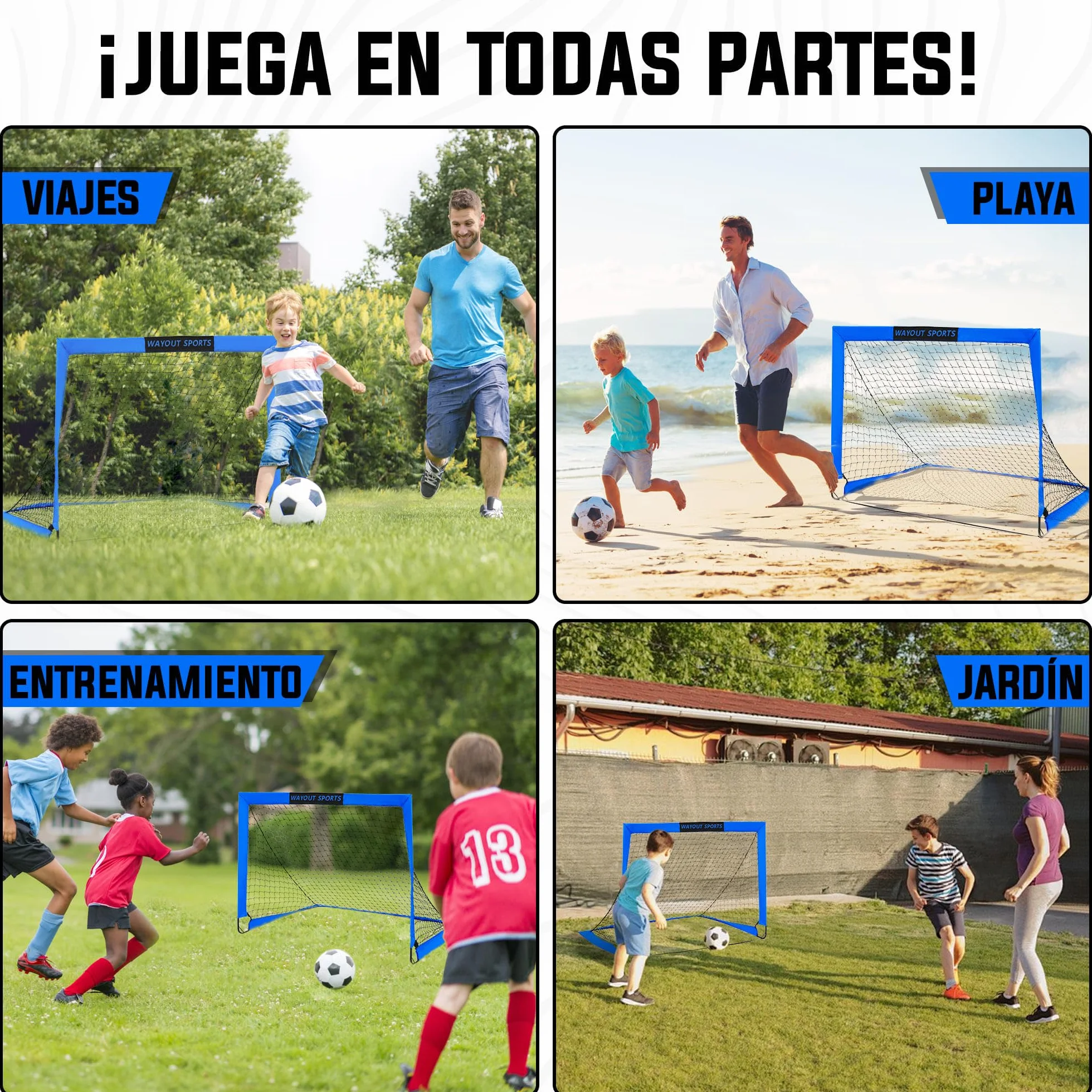 Porterías Fútbol Plegables con Balón e Hinchador