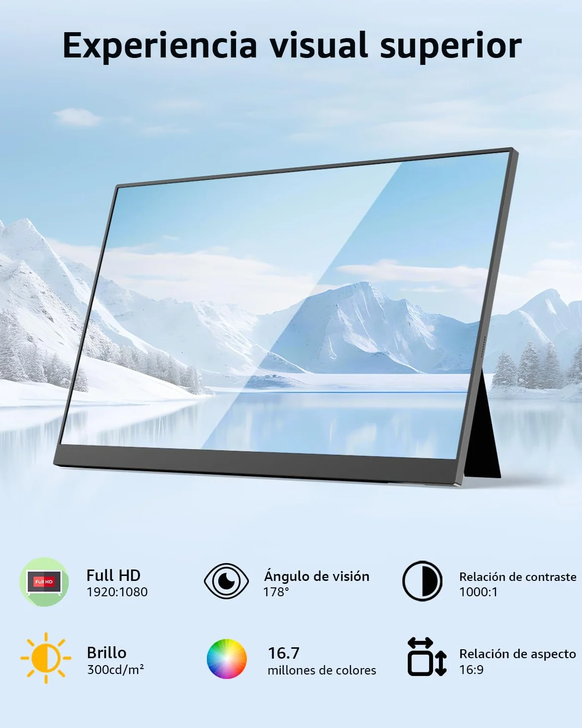 Yodoit Monitor Portátil 15,6" IPS FHD 1920×1080P USB-C HDMI Altavoces Integrados para PC/Mac/PS5