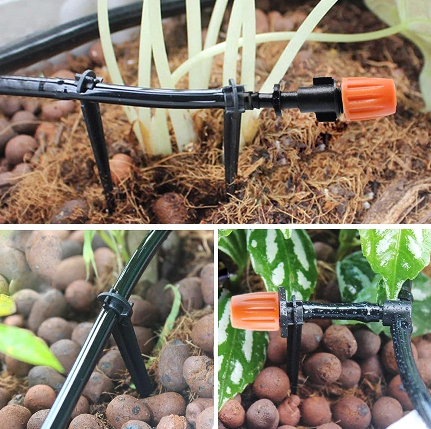 Kit de sistema de riego por goteo de 50 pies, sistema de riego de jardín con piezas de tubo de riego por goteo de 1/4 pulgadas, equipo de riego automático para plantas al aire libre, jardín,