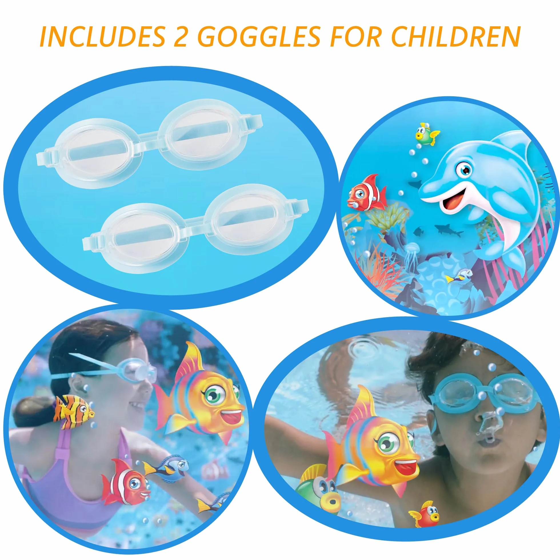 Summer Waves Piscina Desmontable Hinchable Familiar, Piscina de Jardín Redonda 3D, Incluye 2 Gafas, 2.44 M x 76 CM