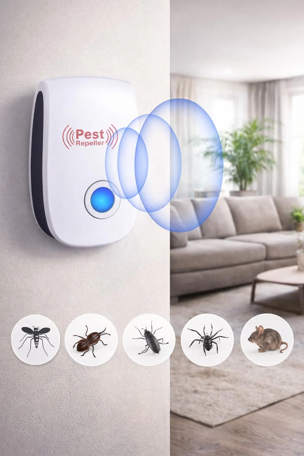 Ultrasonic Pest Repeller Plug-in 4 Pack – Repelente Ultrasonico para Ratas y Ratones, Anti Mosquitos y Moscas, Repelente de Insectos para Casa, Aparato Ultrasónico Silencioso, Sin Químicos Nocivos