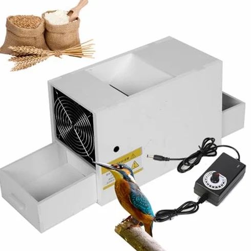 Limpiador eléctrico de granos con ventilador de velocidad ajustable, doble cajón para una limpieza eficiente de mijo y semillas, ideal para la preparación de alimentos para loros