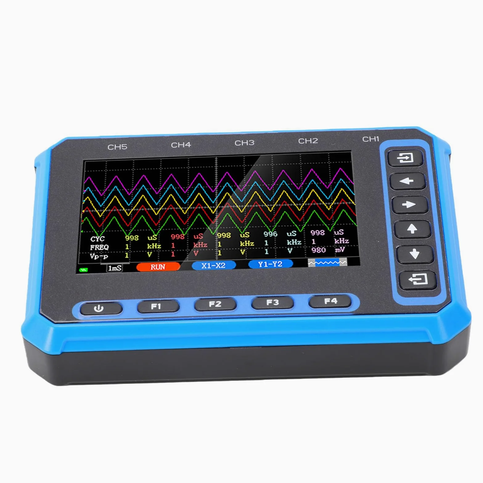 Osciloscopio Portátil de 5 Canales, Ancho de Banda de 1MHz con Pantalla de 4,3 Pulgadas, Analizador de Forma de Onda Preciso para Varios Proyectos