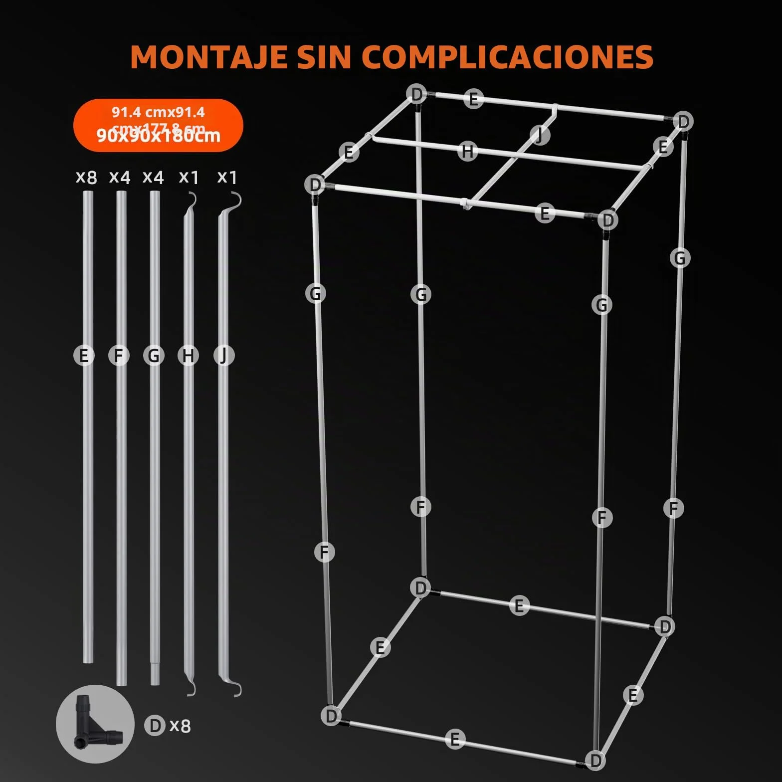 Spider Farmer Armario de Cultivo Interior 90x90x180cm Mylar hidropónico Reflectante 1680D con Ventana de observación y Bandeja de Piso para Cultivo de Plantas en Interiores
