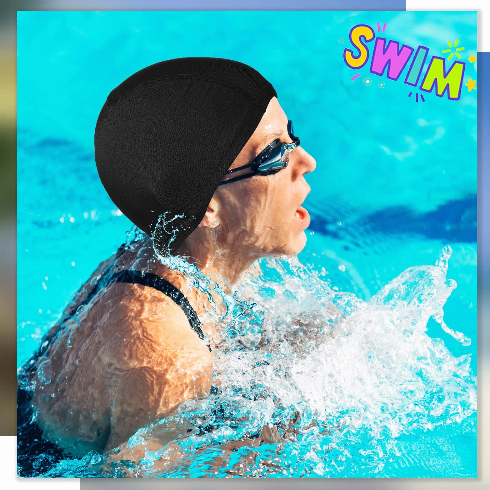 Gorros de Natación Elásticos Unisex Antideslizantes para Piscinas - 3 Pack