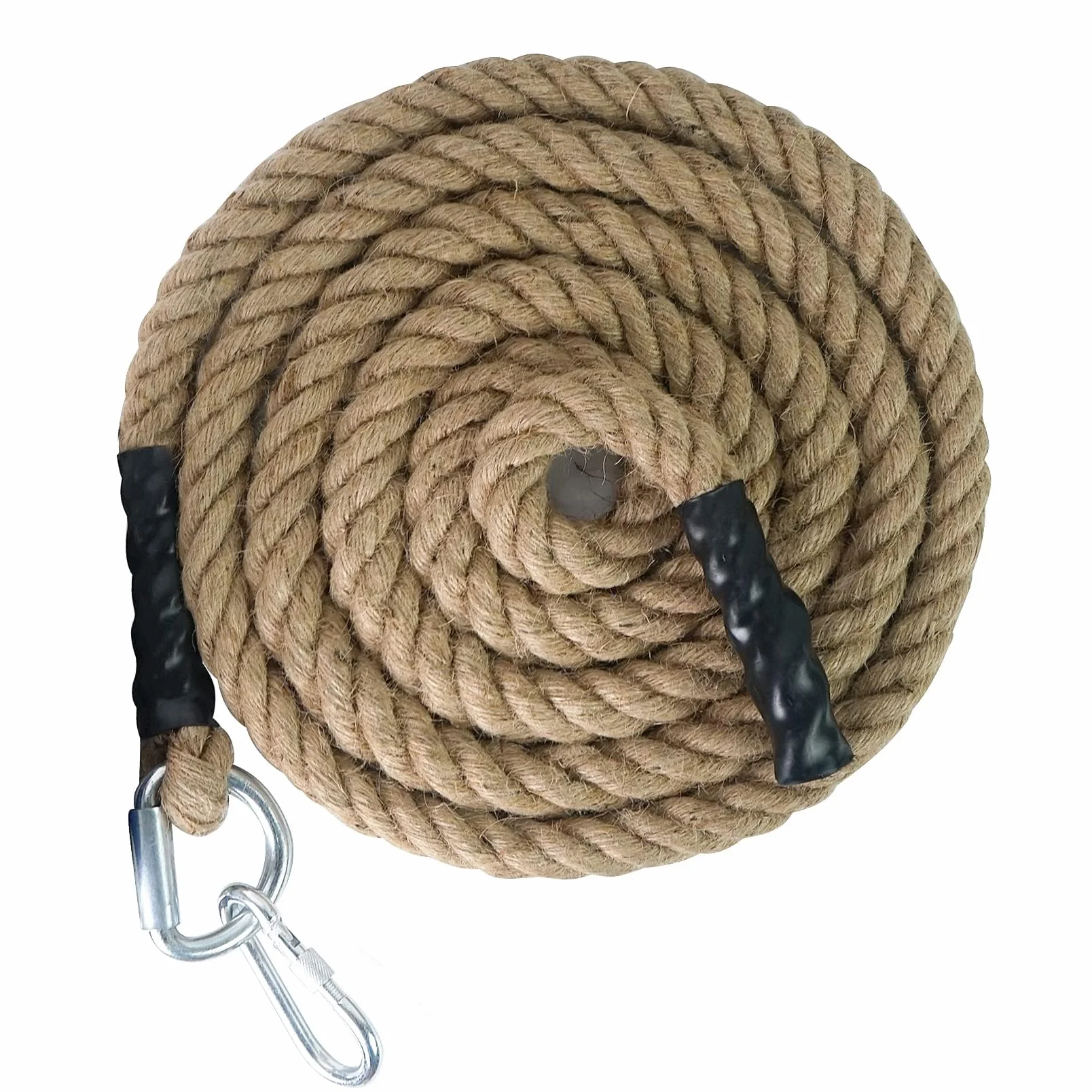 Cuerda de Yute para Trepar 30/40/50mm 3-9m con Mosquetón para Escalada Crossfit Gimnasio