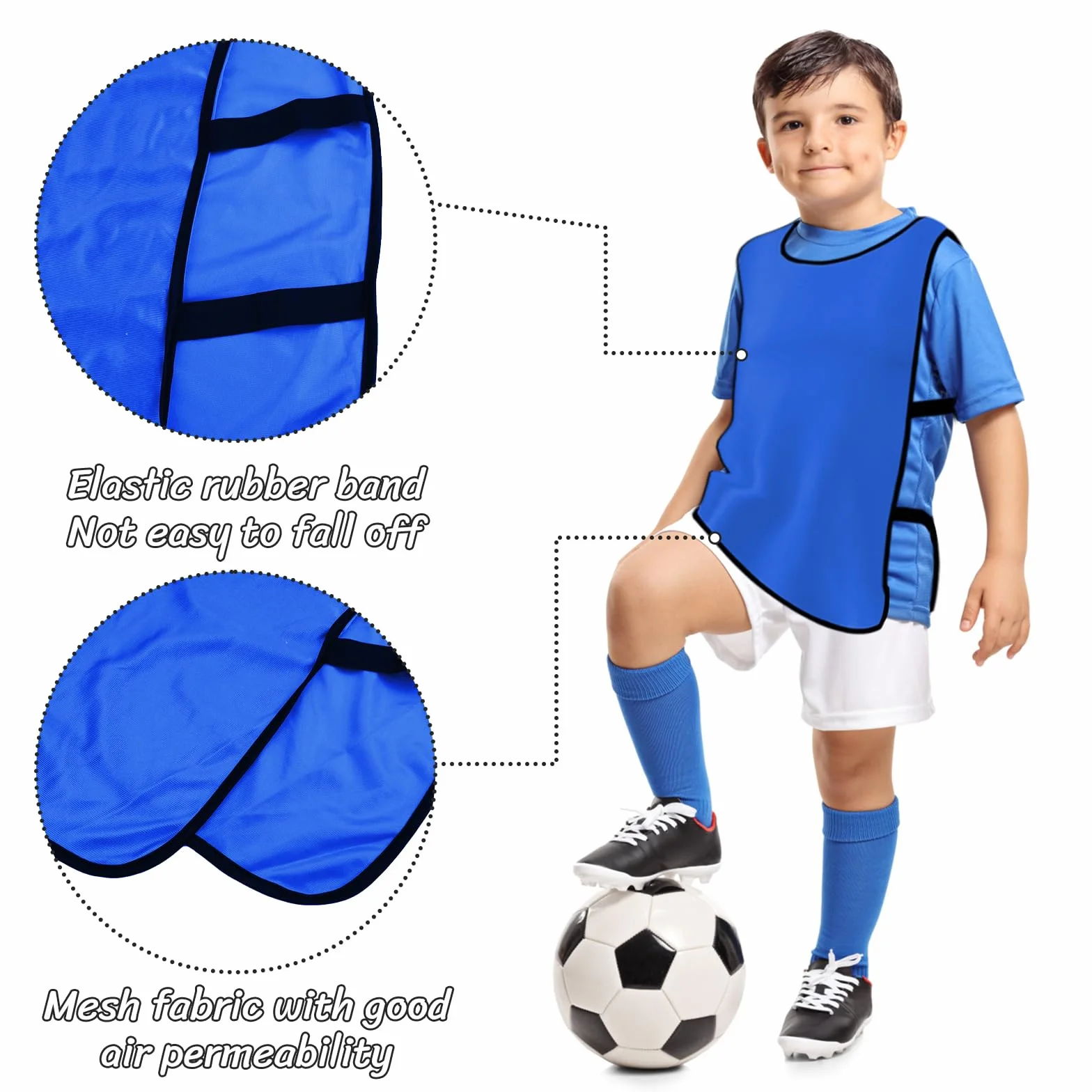 Petos para Niños, Chalecos y Camisetas Deportivos Azul Profundo 6 Piezas