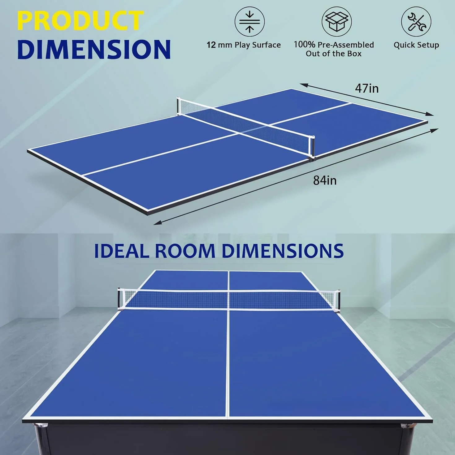Mesa de Ping Pong Plegable 7FT Tablero Tenis de Mesa 210 x 120 cm