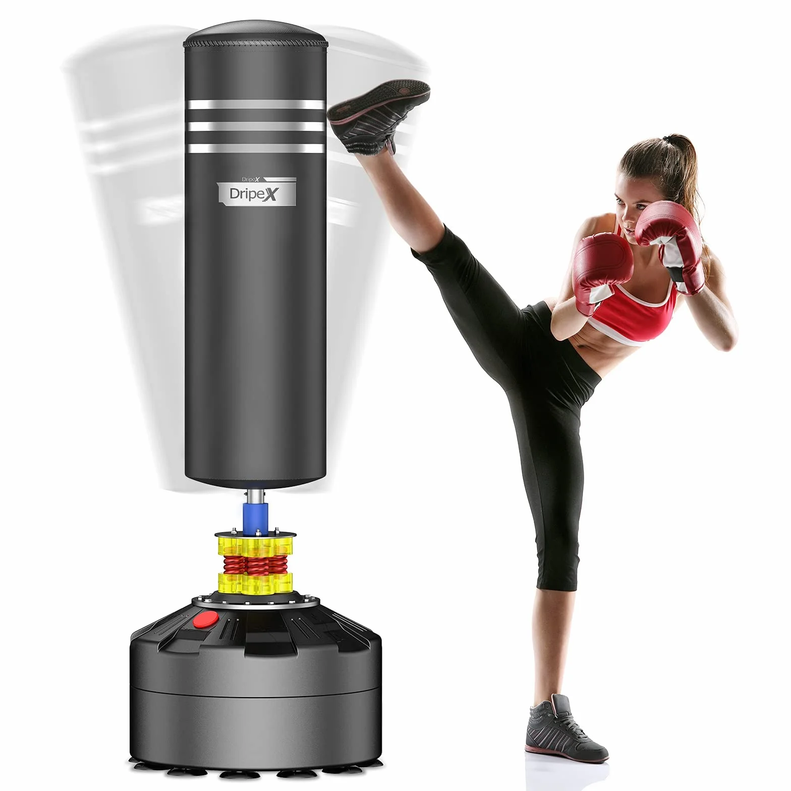 Dripex Saco de Boxeo de Pie para Adultos, Base ABS con Ventosas, Rellenable 80kg