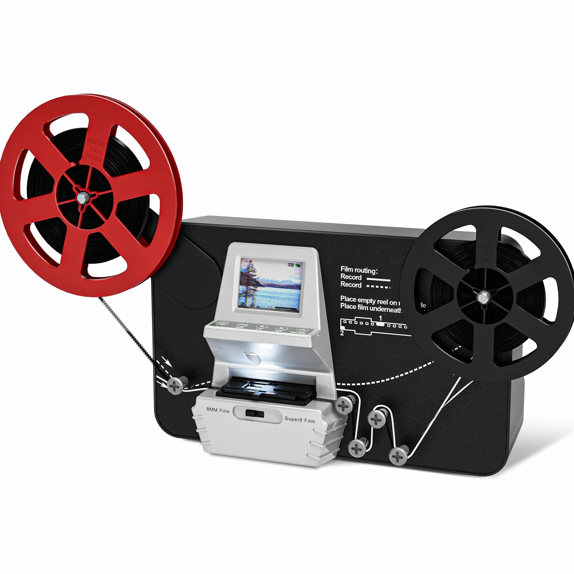 Escáner de película 8/8 mm, convertidor digital de rollo 3-9 pulgadas, digitalizador de video 1080P con pantalla LCD 2,4 pulgadas