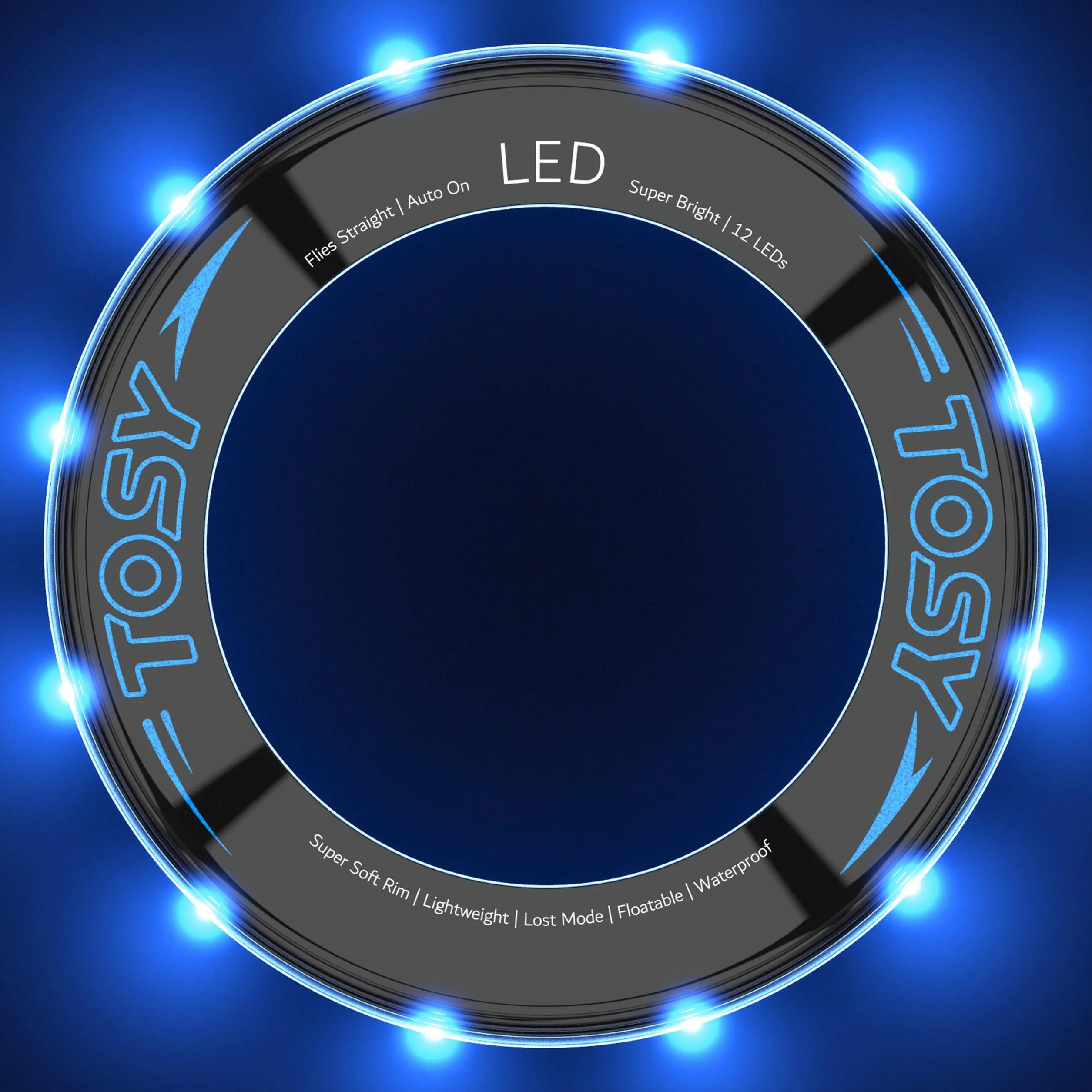TOSY Flying Ring 12 Monocolor LEDs Impermeable Juguete para Piscina Playa Camping