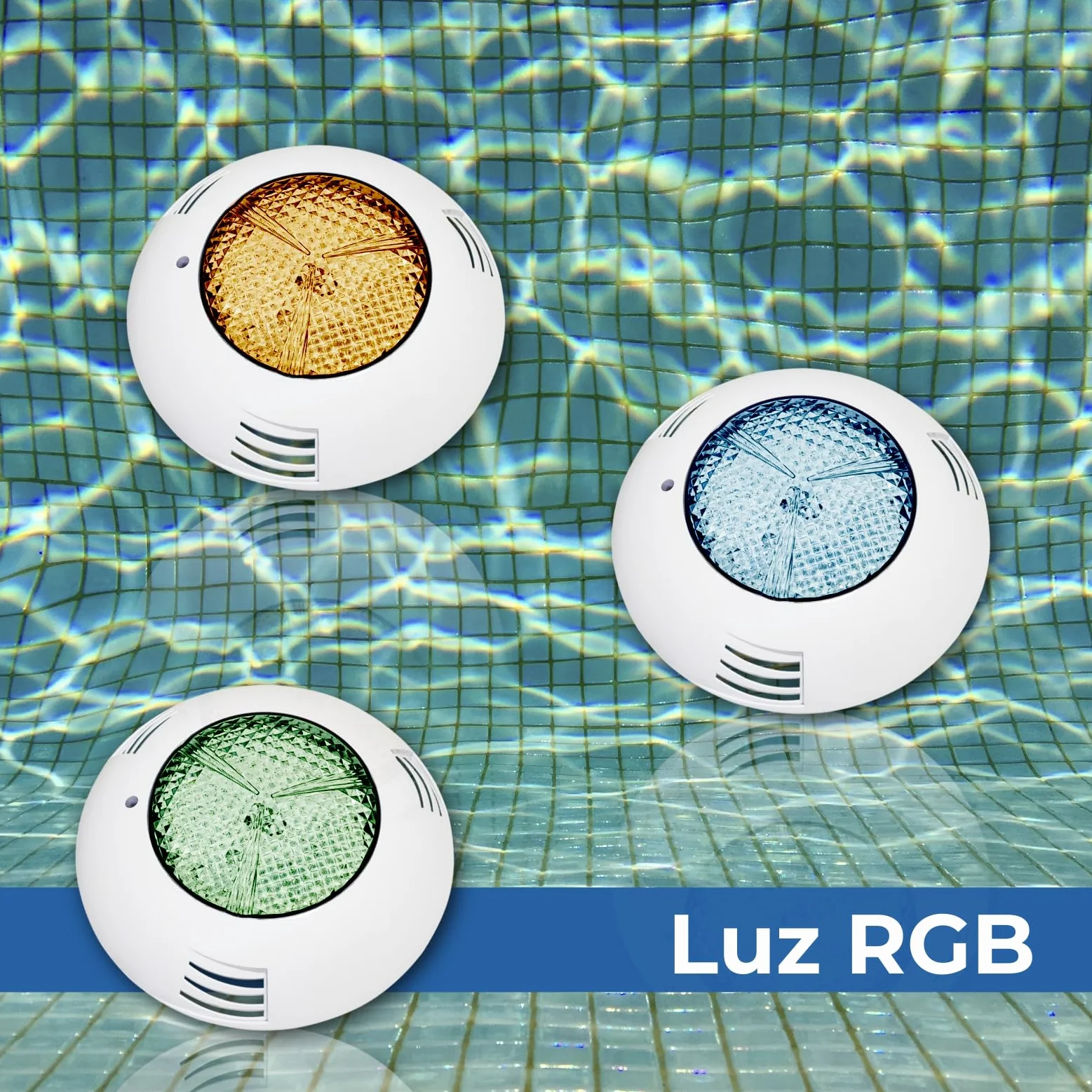 LED ATOMANT Lote de 2 Focos de piscina LED 45W RGB 12V AC, Luz para Piscina Impermeable IP68 Sumergible, Cable 1,5m, Con Mando a distancia por control remoto