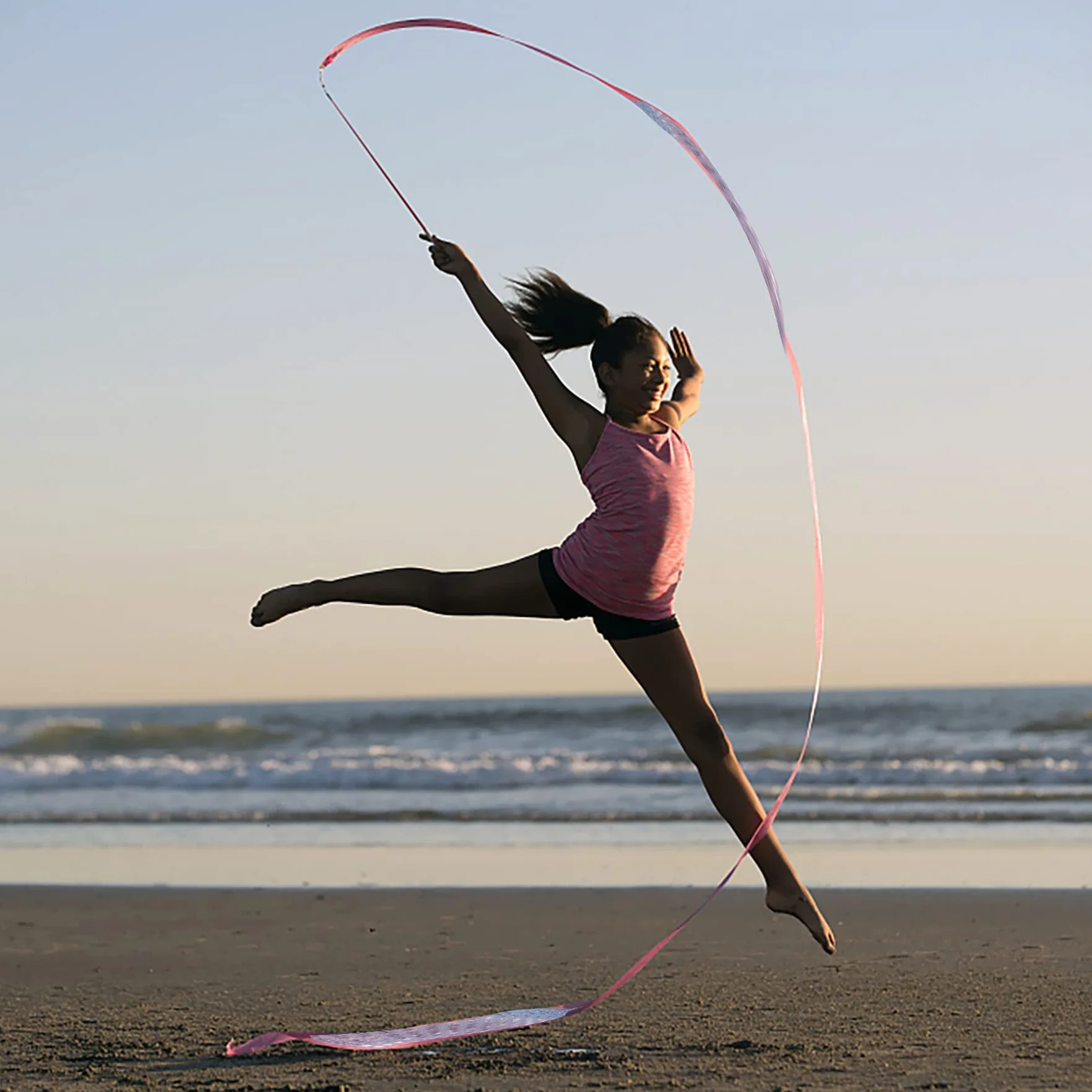 Cintas Gimnasia Ritmica con Varita 2m para Niñas Baile Artístico Entrenamiento