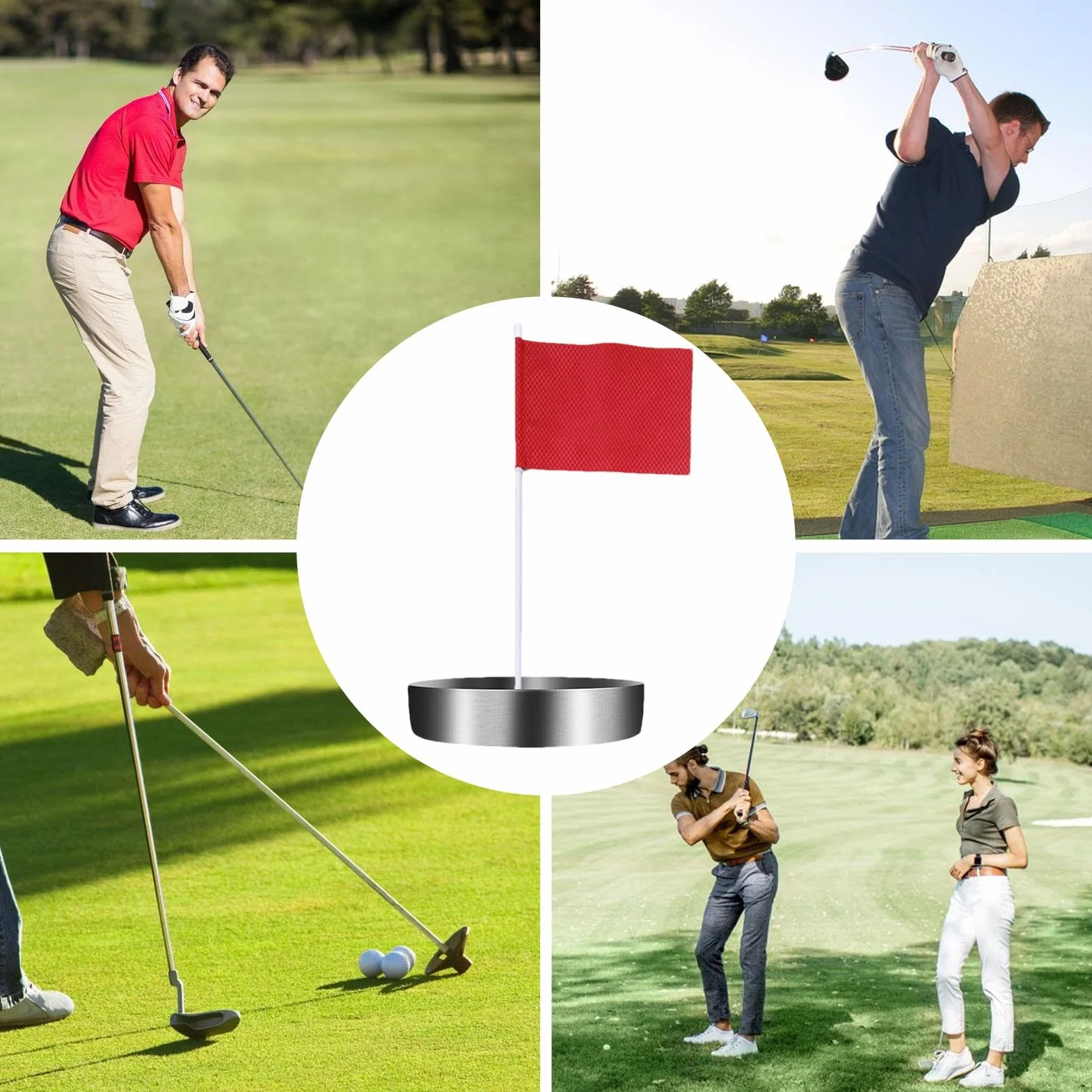 Golf Putting Cup z Flagą – Do Treningu Krytego i Na Zewnątrz, Regulaminowy Otwór