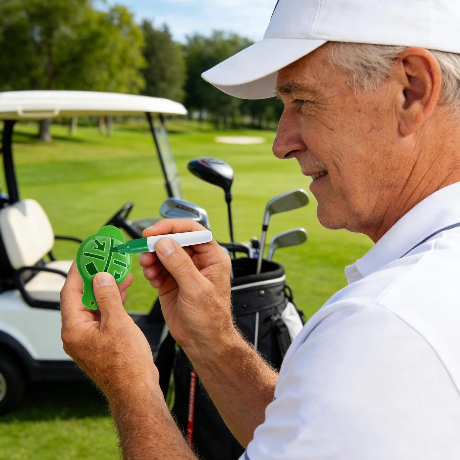 Marcador de Bolas de Golf Plantilla Sombrero Herramienta Marcar Identificar Golfistas