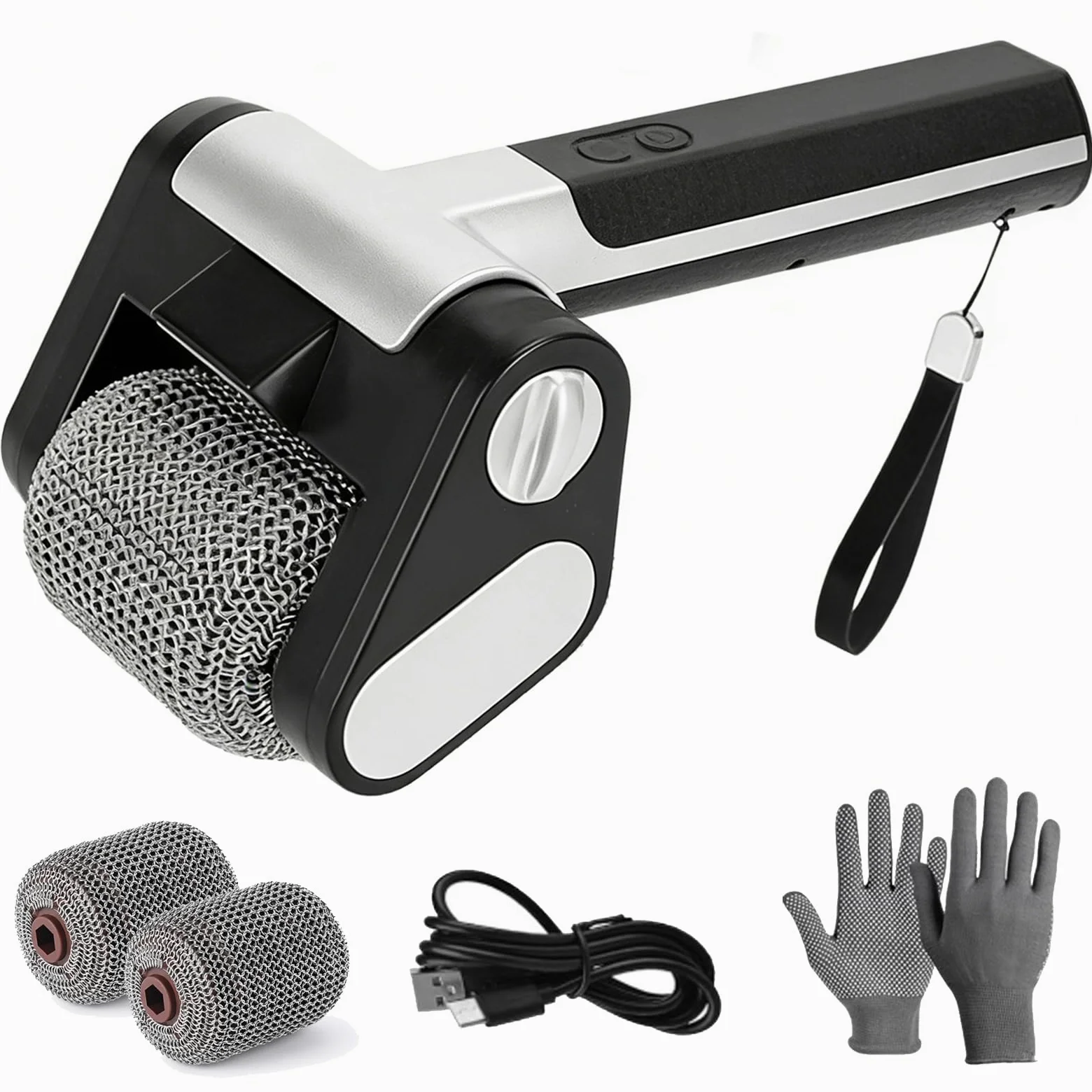 Cepillo eléctrico inalámbrico para parrilla, limpiador de barbacoa con luz LED, rodillo de acero inoxidable de 350 rpm, herramienta recargable sin cerdas para parrillas de carbón de gas al aire libre