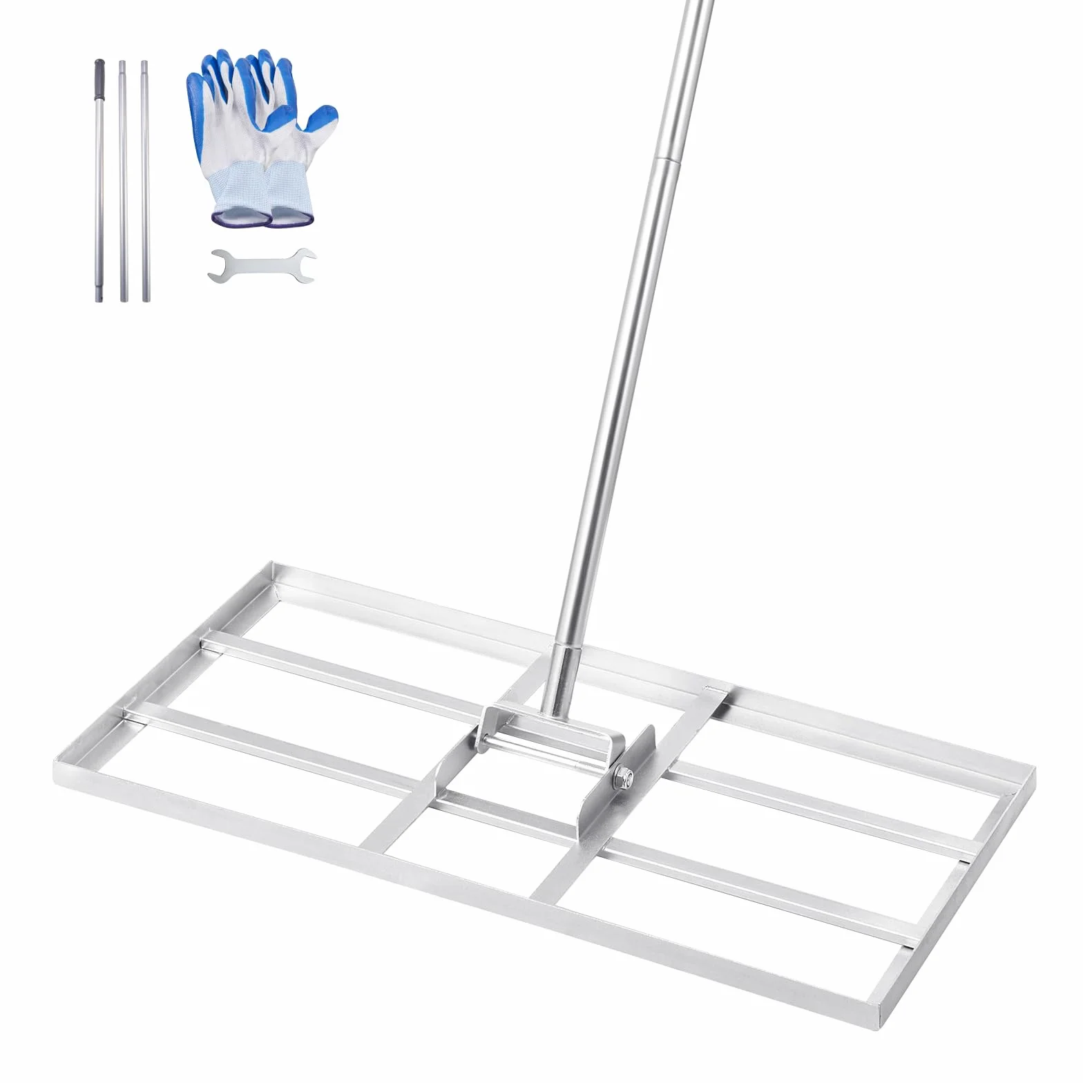 VEVOR Rastrillo Nivelador de Césped con Mango, Placa de Suelo de 355 x 762 mm, Nivelador de Suelo de Acero al Carbono Resistente a la Oxidación, 2 Alturas Ajustables, para Cancha de Golf, Patio