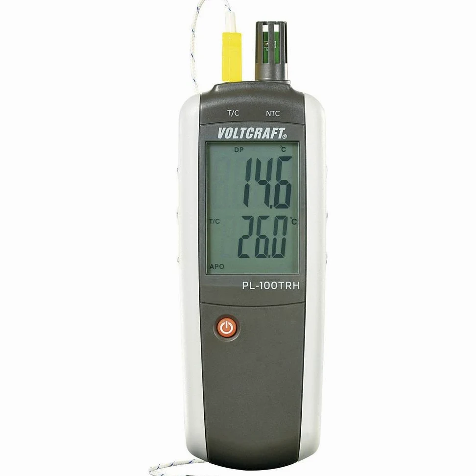 Higrómetro VOLTCRAFT PL-100TRH 0% HR 100% HR -200 °C +1372 °C calibrado: de fábrica (sin certificado)