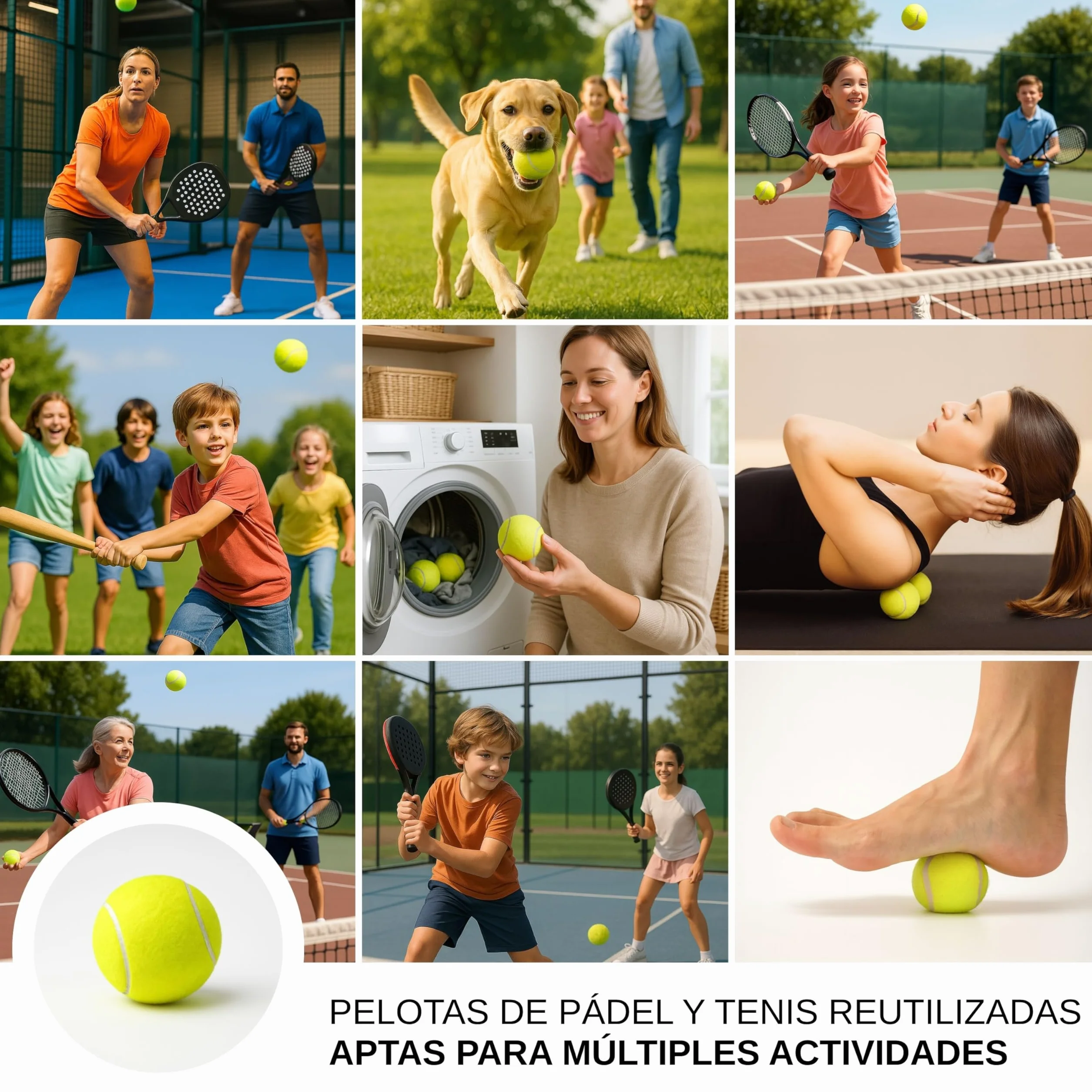 Pelotas de pádel recicladas 72 unidades para principiantes entrenamiento y perros