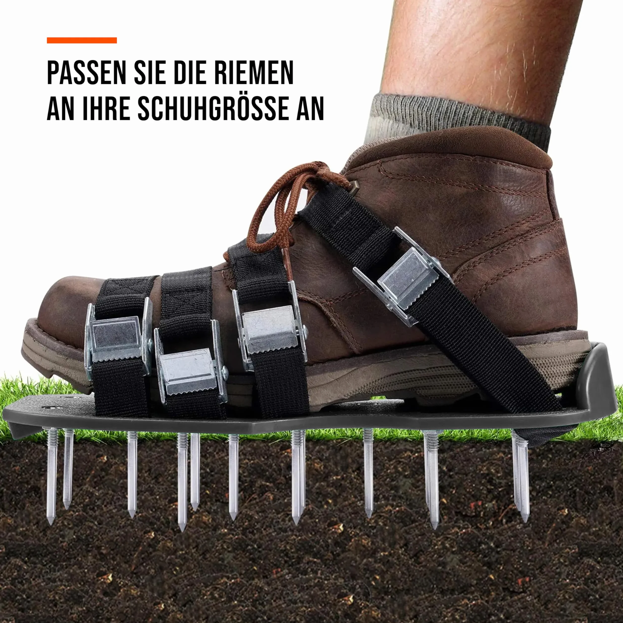 Zapatos aireadores de césped con púas – Zapatos de aireación del suelo para jardín – Sandalias Aerator ajustables para el cuidado del césped y la ventilación
