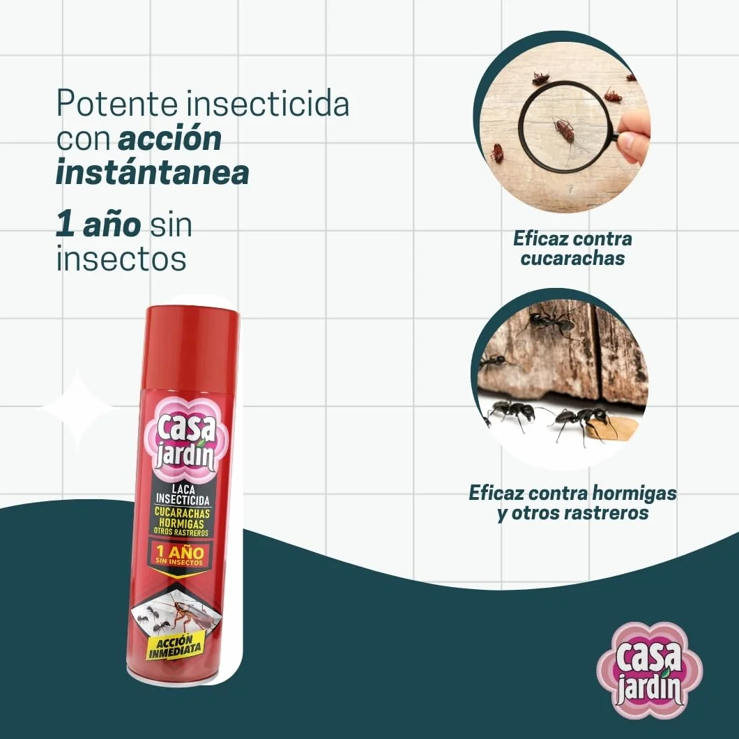 CASA JARDIN | Aerosol Insecticida | Spray con Acción Inmediata y Efecto Duradero | Cucarachas, Hormigas y Otros Rastreros | Hogar Libre de Insectos | 1 Año Sin Insectos | 400 ml