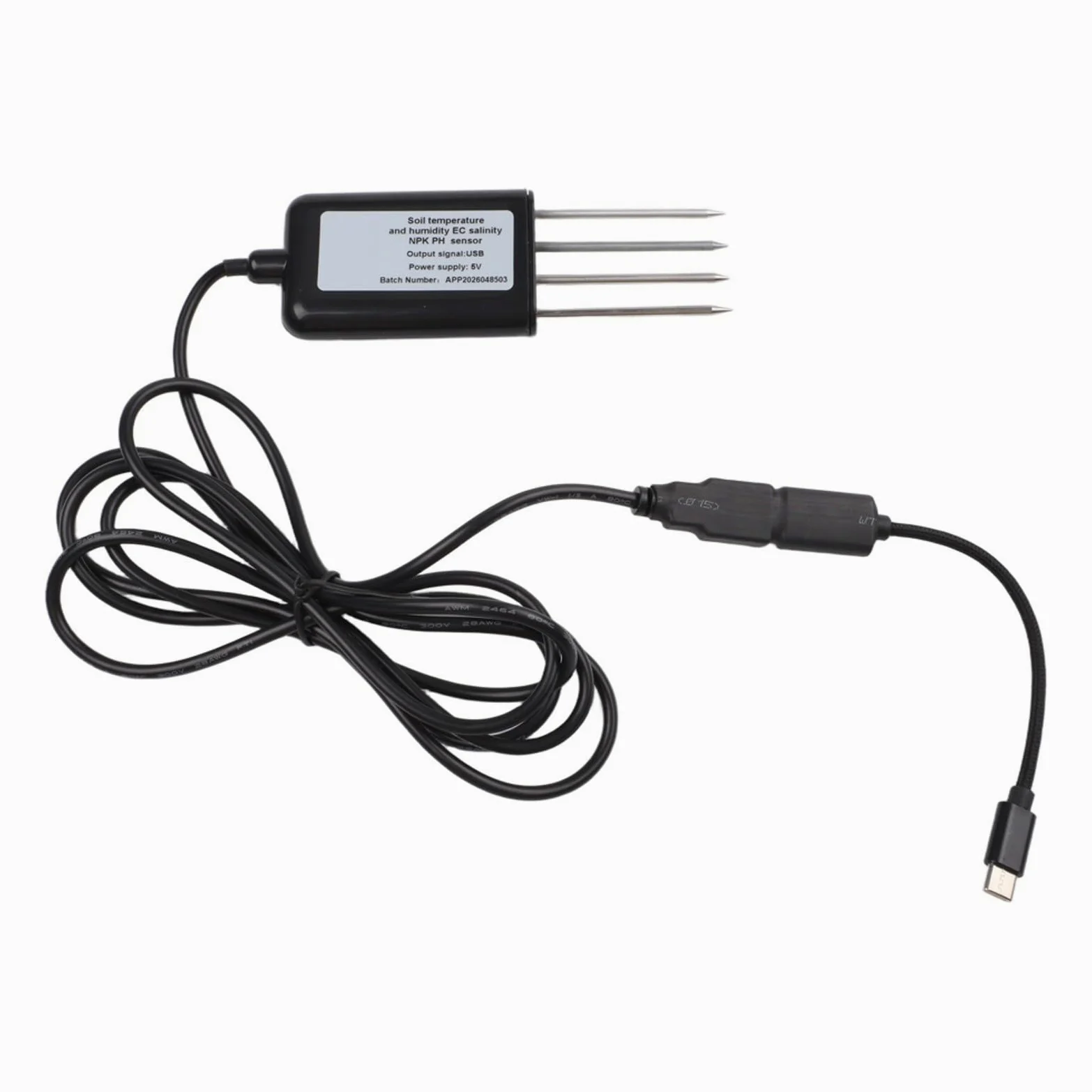 Medidor de humedad del suelo, monitor digital USB de agua para plantas, probador de pH NPK, sensor de temperatura de salinidad para interiores y exteriores, jardín, agricultura, hidropónico, sonda