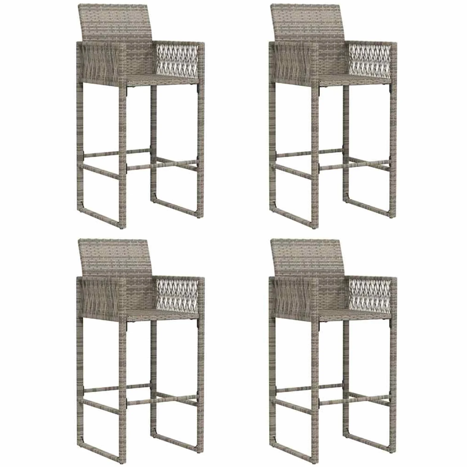 Homgoday Set Bar jardín sin Cojines 5 pzas ratán sintético Acacia Gris Barra Jardin Barra Bar Exterior mesas Altas y taburetes Dimensiones 145 cm