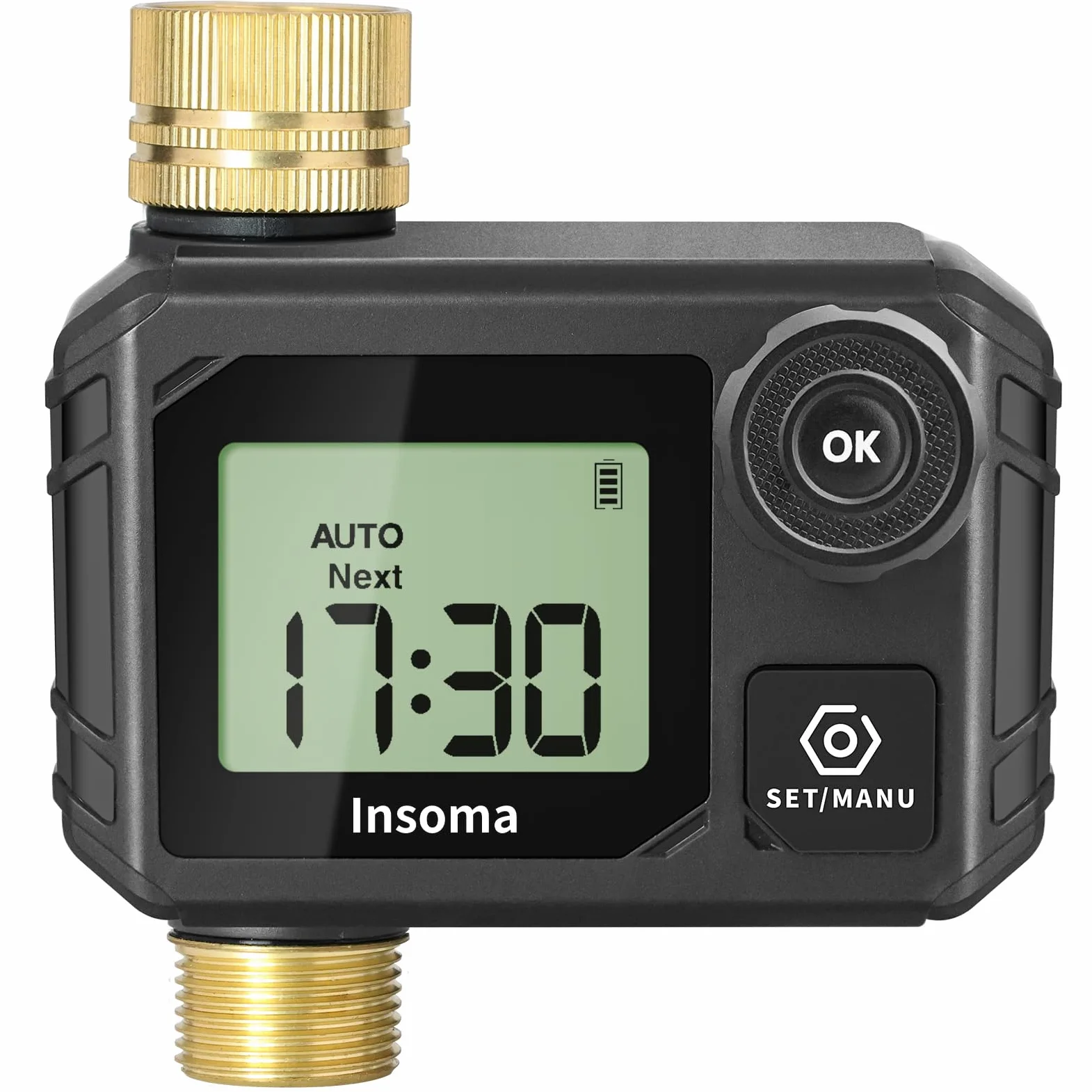 Insoma Temporizador de agua, temporizador de aspersor programable, temporizador de manguera 1 salida para riego de jardín, temporizador de riego al aire libre para césped, patio