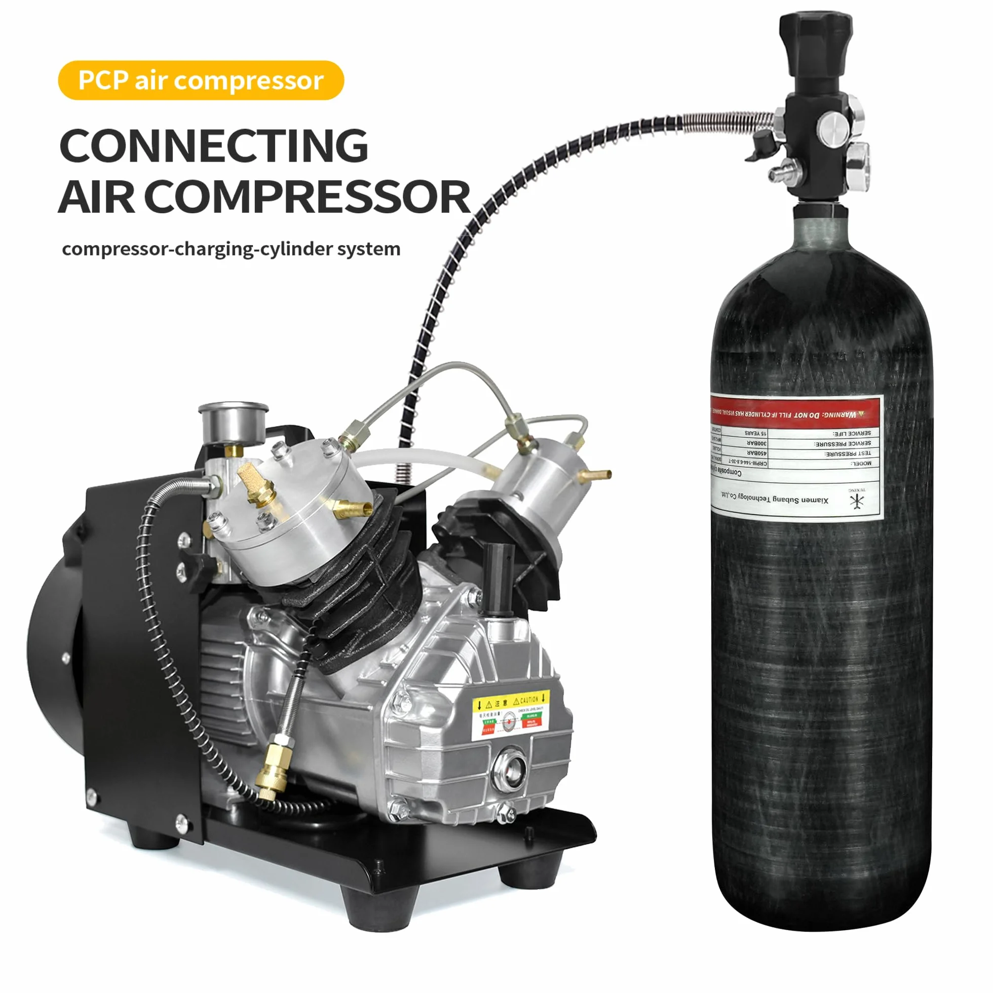 TUXING Tanque de Aire de Fibra de Carbono 4500psi 6.8L para PCP Paintball Buceo Scuba
